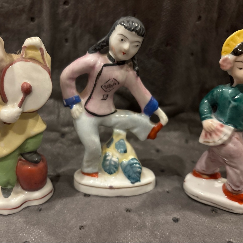 Vintage Occupied Japan Colorful Ceramic Figurines Set